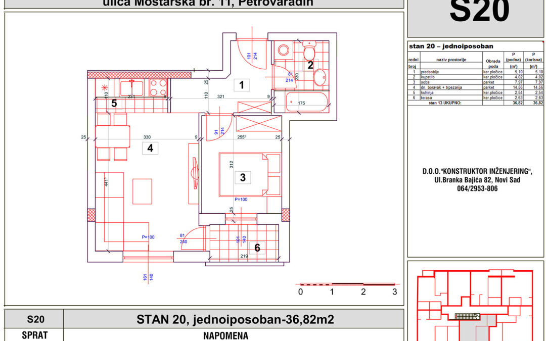 STAN 20, jednoiposoban-36,82m2