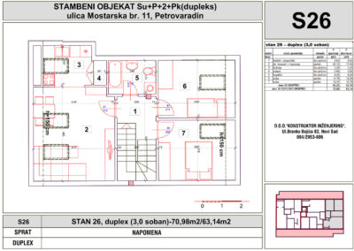STAN 26, duplex (3,0 soban)-70,98m2/63,14m2