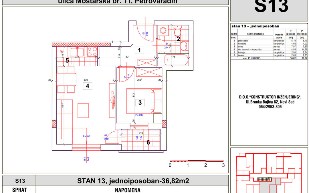 STAN 13, jednoiposoban-36,82m2